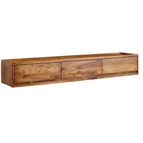 Lowboard Hängend Sheesham Massivholz 160x25x35 cm TV-Schrank Braun | Design Fernsehtisch mit Stauraum | Fernsehschrank Wand Modern | TV-Kommode Fernsehkommode zum Aufhängen