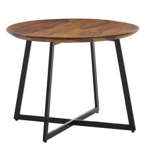 Couchtisch 60x60x45 cm Sheesham Massivholz / Metall Sofatisch Rund Design Wohnzimmertisch – Bild 7