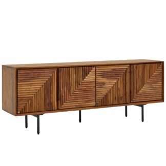 Lowboard Sheesham Massivholz 140x54x33 cm TV-Kommode mit vier Türen | Design TV-Schrank Hoch | Fernsehtisch Fernsehschrank Modern | Fernsehkommode Wohnzimmer