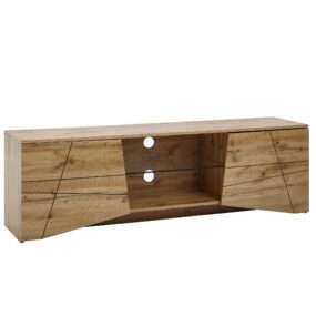 Lowboard Holz Eiche-Dekor 160x50x40 cm TV-Kommode mit zwei Türen | Design TV-Schrank Hoch | Fernsehtisch Fernsehschrank Modern | Fernsehkommode Wohnzimmer