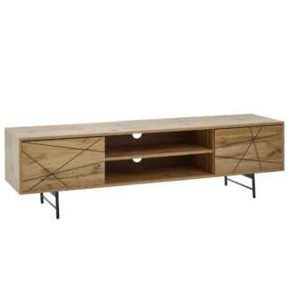 Lowboard Holz Eiche-Dekor 160x45x40 cm TV-Kommode mit zwei Türen | Design TV-Schrank Hoch | Fernsehtisch Fernsehschrank Modern | Fernsehkommode Wohnzimmer