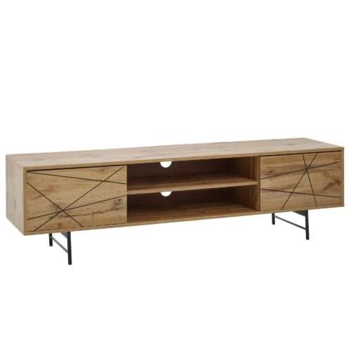 Lowboard Holz Eiche-Dekor 160x45x40 cm TV-Kommode mit zwei Türen | Design TV-Schrank Hoch | Fernsehtisch Fernsehschrank Modern | Fernsehkommode Wohnzimmer