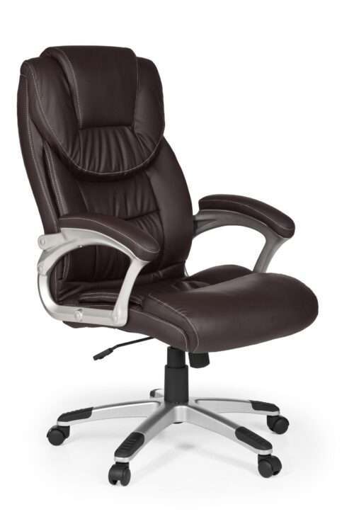 Bürostuhl Madrid Kunstleder Braun ergonomisch mit Kopfstütze | Design Chefsessel Schreibtischstuhl mit Wippfunktion | Drehstuhl hohe Rücken-Lehne X-XL 120 kg