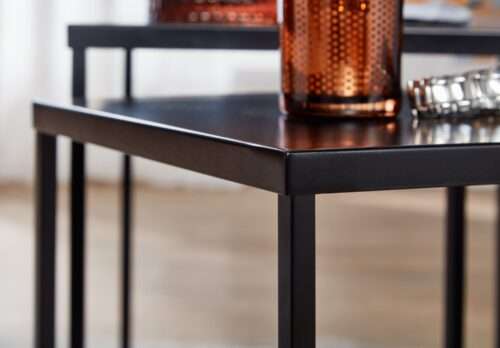 Wohnzimmertisch 2er Set Metall Beistelltisch Eckig Schwarz Design Beistelltisch – Bild 5