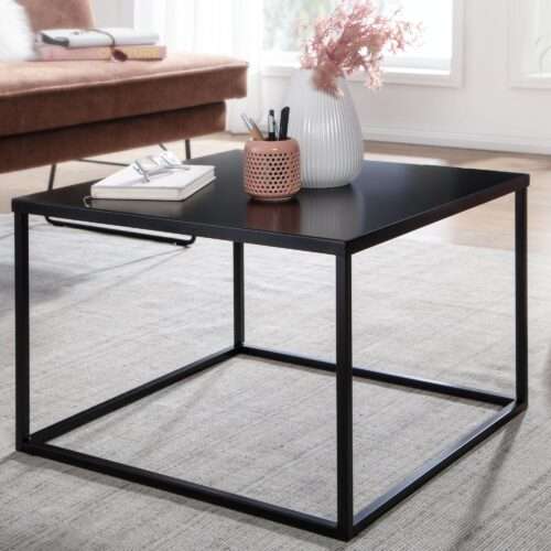 Couchtisch 60x60x40 cm Metall Wohnzimmertisch Industrial Schwarz Sofatisch Quadratisch Loungetisch – Bild 2