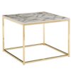 Couchtisch 60x60x45 cm mit Marmor Optik Weiß / Gold | Wohnzimmertisch mit Metall-Gestell | Sofatisch Eckig Tisch Wohnzimmer | Beistelltisch