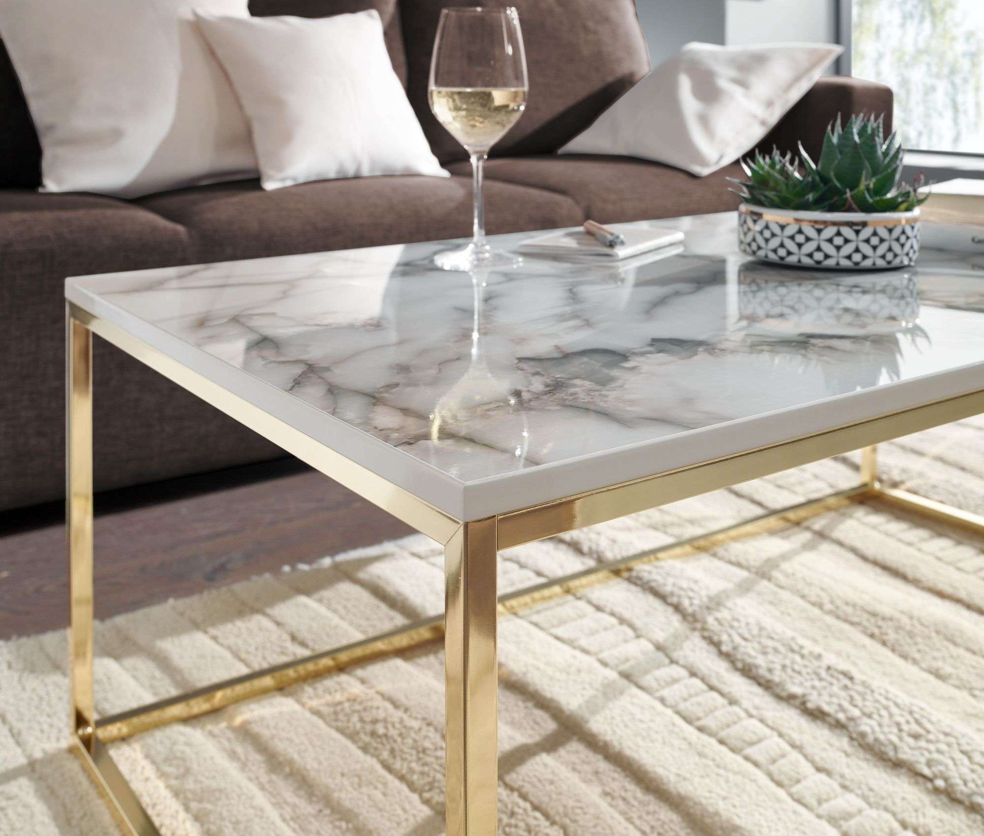 Couchtisch 100x60x40 cm mit Marmor Optik online kaufen