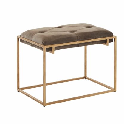 Sitzbank Samt Braun 60x48x40 cm Flur Polsterbank mit Metallgestell | Bettbank Schlafzimmer Chesterfield Design | Flurbank Garderobenbank Modern