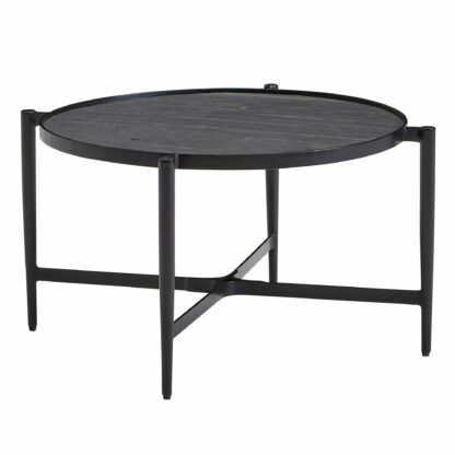 Couchtisch 70x70x38 cm Stein-Optik / Metall Sofatisch Anthrazit Industrial | Design Wohnzimmertisch Rund | Steintisch Kaffeetisch | Beistelltisch Stubentisch Modern | Tisch Wohnzimmer