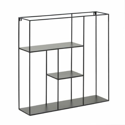 Wandregal 68x68x17 cm Eisen Hängeregal Schwarz Modern Schwebend | Kleines Design Schweberegal Metall | Regal Hängend Wohnzimmer | Bücherregal Wand Industrial