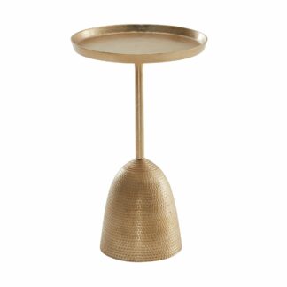 Beistelltisch Gold 33x33x53 cm Anstelltisch Aluminium | Kleiner Sofatisch Metall Rund | Wohnzimmertisch Couch Modern | Couchtisch Hoch