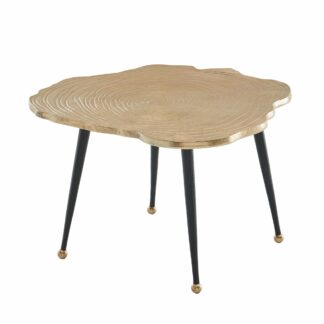 Couchtisch Aluminium Baumscheibe 64x64x37 cm Sofatisch Metall Gold | Design Wohnzimmertisch Rund | Kleiner Kaffeetisch Modern | Beistelltisch Anstelltisch Wohnzimmer