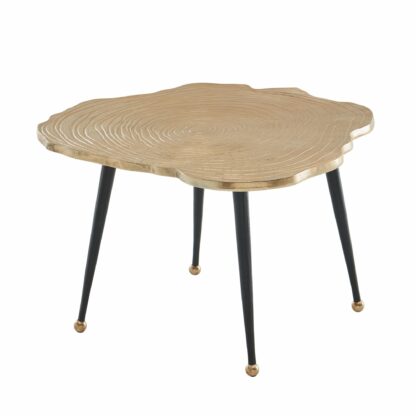 Couchtisch Aluminium Baumscheibe 64x64x37 cm Sofatisch Metall Gold | Design Wohnzimmertisch Rund | Kleiner Kaffeetisch Modern | Beistelltisch Anstelltisch Wohnzimmer