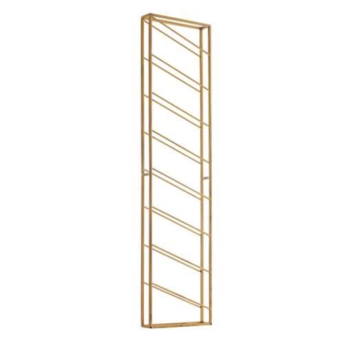 Weinregal Wand Metall Gold 36x150x8 cm Groß für 8 Flaschen | Design Wandregal für die Küche | Flaschenregal Hängend Schmal Wandmontage