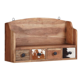 Küchenregal 60x36x18 cm Akazie Massivholz Wandregal Hängend | Kleines Design Gewürzregal Schweberegal mit Schubladen | Regal Hängeregal Wand