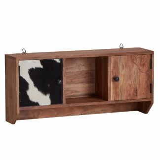 Küchenregal 80x36x17 cm Akazie Massivholz Wandregal Hängend | Kleines Design Gewürzregal Schweberegal mit Türen | Regal Hängeregal Wand