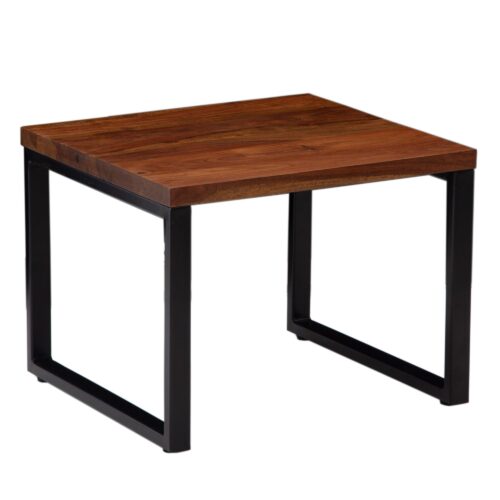 Couchtisch 60x60x45 cm Sheesham Massivholz / Metall Sofatisch Quadratisch | Design Wohnzimmertisch Kaffeetisch Massiv | Kleiner Tisch Beistelltisch Wohnzimmer Modern