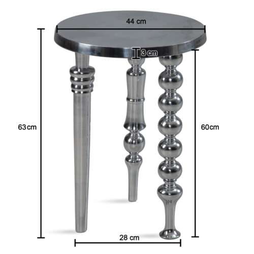 Beistelltisch 44x44x63 cm Aluminium mit drei verschiedenen Beinen Dreibein Wohnzimmertisch – Bild 4
