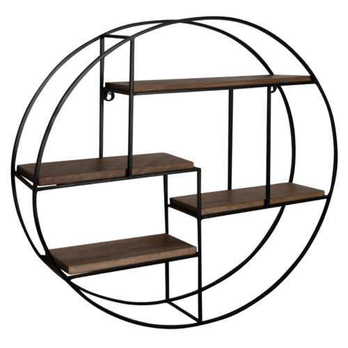 Wandregal 70x70x18 cm Mango Massivholz / Metall Hängeregal Rund Kleines Design Schweberegal – Bild 7