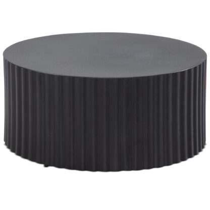 Couchtisch 67x67x31 cm Metall Schwarz Sofatisch Rund | Design Wohnzimmertisch mit Wellen-Muster | Kaffeetisch Eisen in Lamellen-Optik | Kleiner Tisch Beistelltisch Wohnzimmer Modern