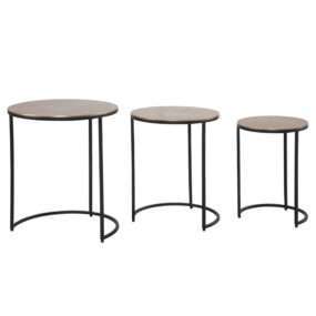 Beistelltisch 3er Set Aluminium Gold / Schwarz Design Satztisch Metall Rund | Wohnzimmertisch Abstelltisch Modern | Sofatisch Dekotisch 3-teilig Wohnzimmer | Verschachtelungstische