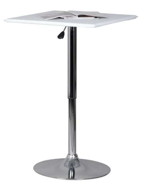 Stehtisch Bistrotisch Kunstleder Weiß höhen-verstellbar quadratisch Design Bartisch Chrom robust – Bild 7