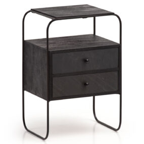 Nachttisch Mango Massivholz / Steinoptik 40x60x30 cm Nachtschrank Boxspringbett Industrial