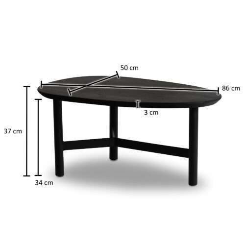 Couchtisch 86x50x37 cm Mango Massivholz / Metall Schwarz Sofatisch Design Wohnzimmertisch – Bild 4