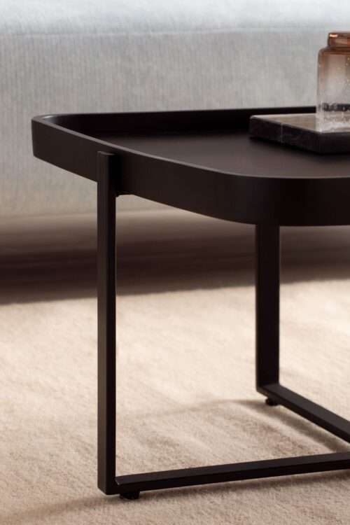 Couchtisch 65x65x35 cm Mango Massivholz / Metall Schwarz Sofatisch Quadratisch – Bild 6