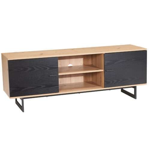 Lowboard Eiche-Dekor Schwarz 150x55x40 cm TV-Kommode Modern