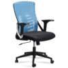 Bürostuhl Blau / Schwarz Mesh-Bezug Schreibtischstuhl bis 120 kg | Drehstuhl höhenverstellbar mit Lendenwirbelstütze | Stoff-Schreibtischsessel ergonomisch mit Armlehnen & Wippfunktion