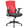 Bürostuhl Rot / Schwarz Mesh-Bezug Schreibtischstuhl bis 120 kg | Drehstuhl höhenverstellbar mit Lendenwirbelstütze | Stoff-Schreibtischsessel ergonomisch mit Armlehnen & Wippfunktion