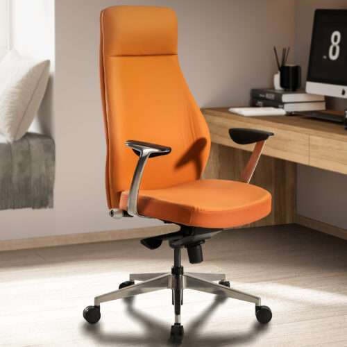 Bürostuhl Kunstleder-Bezug Caramel Schreibtischstuhl bis 120 kg Design Chefsessel – Bild 2