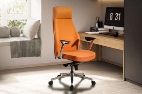 Bürostuhl Kunstleder-Bezug Caramel Schreibtischstuhl bis 120 kg Design Chefsessel – Bild 3