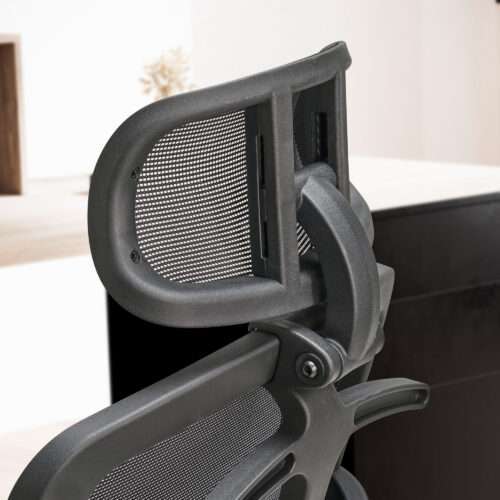 Bürostuhl Schwarz Mesh-Bezug Schreibtischstuhl bis 120 kg mit Kopfstütze Drehstuhl – Bild 6