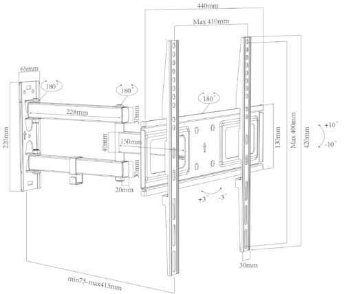 Wandhalterung VCM B-SN 400 schwenkbar, neigbar – Bild 5