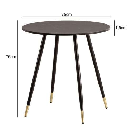 Esszimmertisch 75x75x76 cm Marmor-Optik Schwarz Esstisch Modern Küchentisch mit Metallbeinen – Bild 4