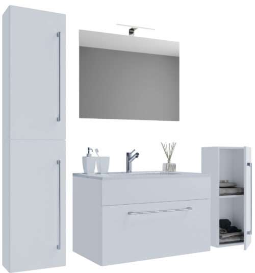 5-tlg. Waschplatz VCM Badinos 1 Schubfach 60 cm | Mit Spiegel + Midi-/Hochschrank – Bild 4
