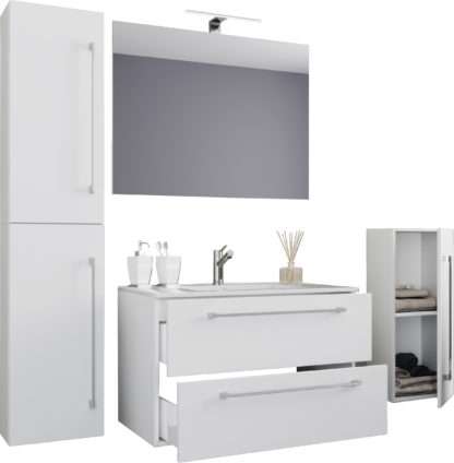 5-tlg. Waschplatz VCM Badinos Spiegel 80 cm + Midi- / Hochschrank (3/6)