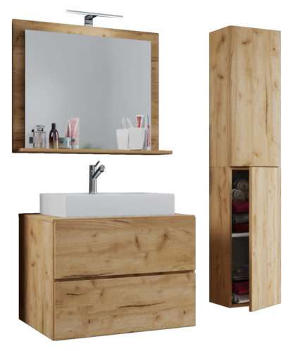 4-tlg. Waschplatz VCM Lendas L Spiegel 80 cm + Hochschrank V11