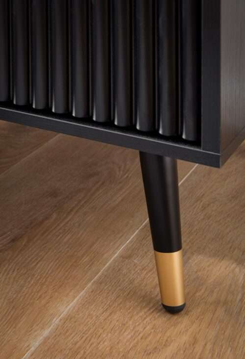 Nachtkonsole Schwarz mit Eiche-Dekor 435x39x56 cm Nachttisch Modern Nachtkommode Boxspringbett – Bild 6