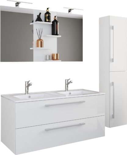 4-tlg. Waschplatz VCM Budasi Spiegel mit Hochschrank
