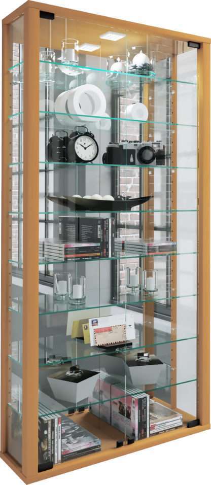 Wandvitrine VCM Vitrosa Maxi mit Spiegel | Inkl. LED-Beleuchtung