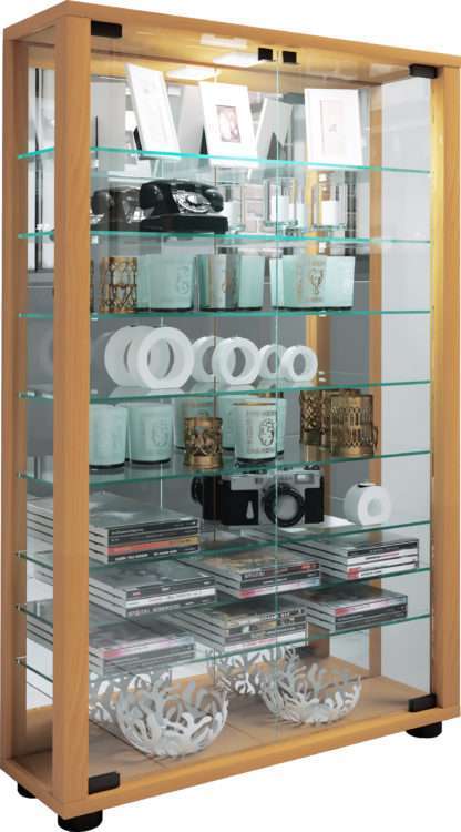 Standvitrine VCM Lumo Mini mit Spiegel | Inkl. LED-Beleuchtung