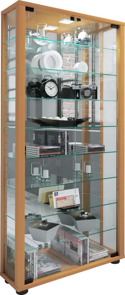 Standvitrine VCM Lumo Maxi mit Spiegel | Inkl. LED-Beleuchtung