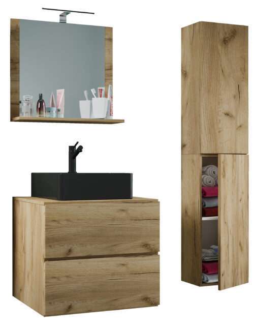 4-tlg. Waschplatz VCM Lendas BL L Spiegel 60 cm + Hochschrank