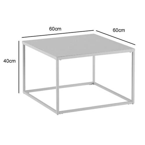 Couchtisch 60x60x40 cm Metall Wohnzimmertisch Industrial Weiß Sofatisch Quadratisch Loungetisch – Bild 4