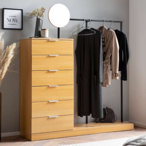 Garderobe Eiche-Dekor 145x165x40 cm Flurgarderobe Modern Kompaktgarderobe für Schuhe Jacken – Bild 2