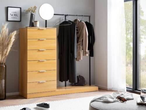 Garderobe Eiche-Dekor 145x165x40 cm Flurgarderobe Modern Kompaktgarderobe für Schuhe Jacken – Bild 3