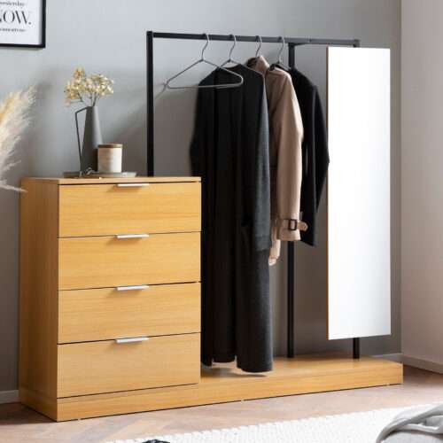 Garderobe Eiche-Dekor 145x138x405 cm Flurgarderobe Modern Kompaktgarderobe für Schuhe Jacken – Bild 2